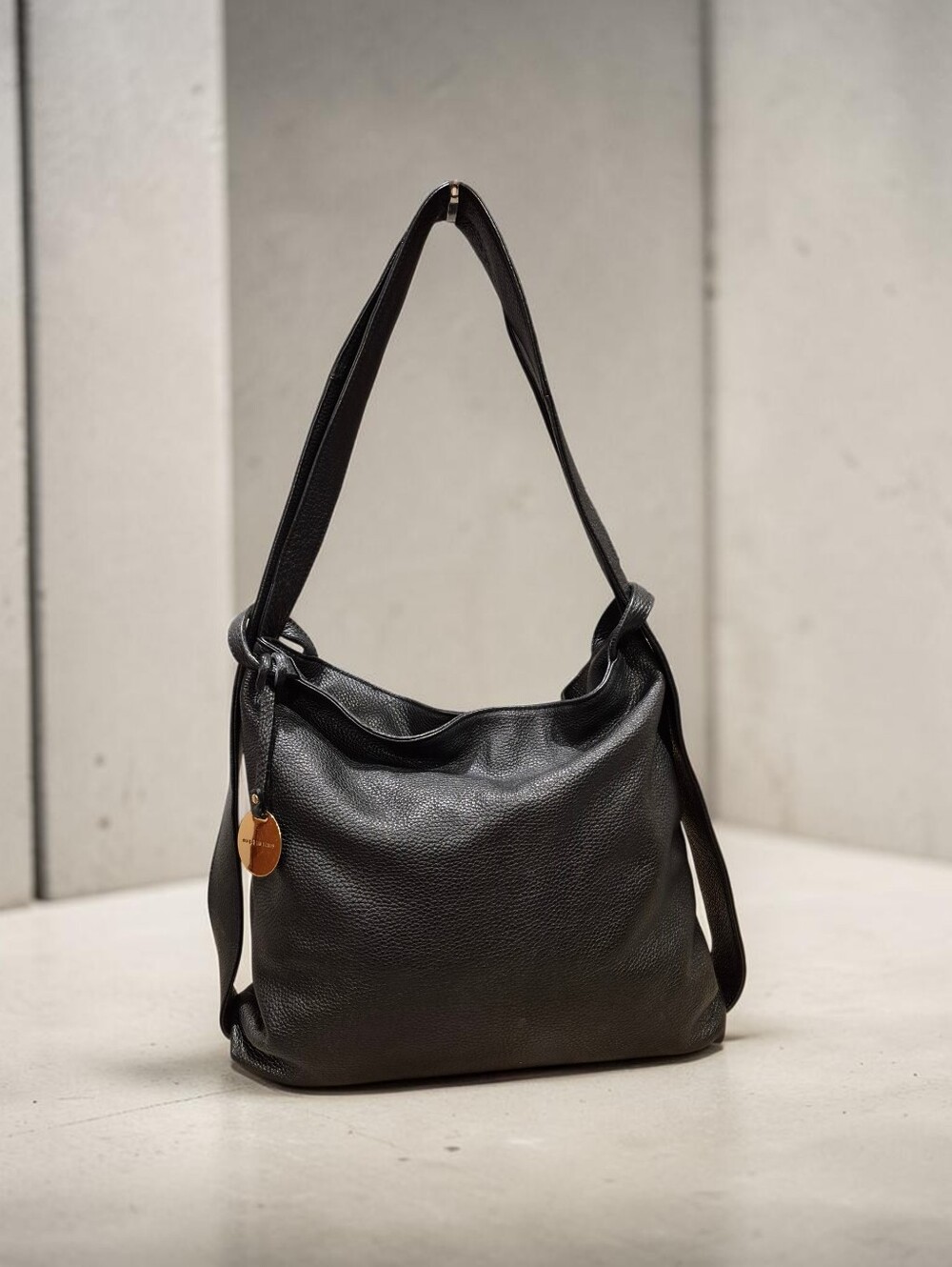 Bevini Modena Made In Italy Signature Dollaro Leather Shoulder Bag & Backpack